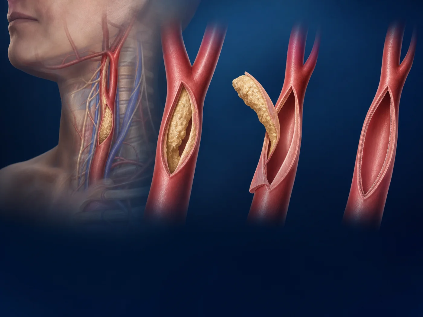 Carotid plaque removal and restored artery lumen