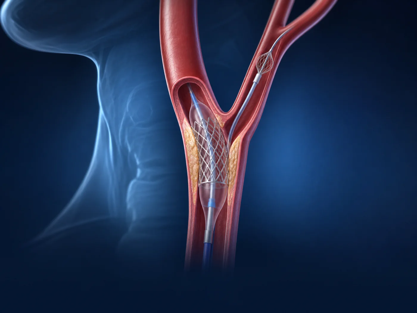 Carotid artery stent with embolic-protection filter