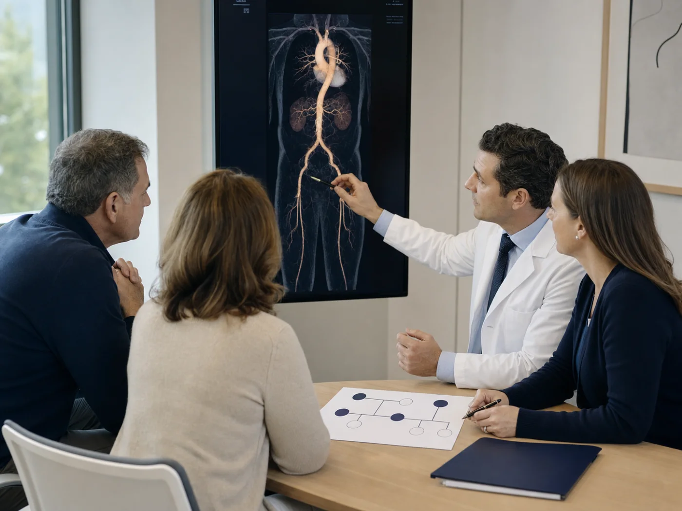 Family meeting with a vascular specialist and genetic counselor
