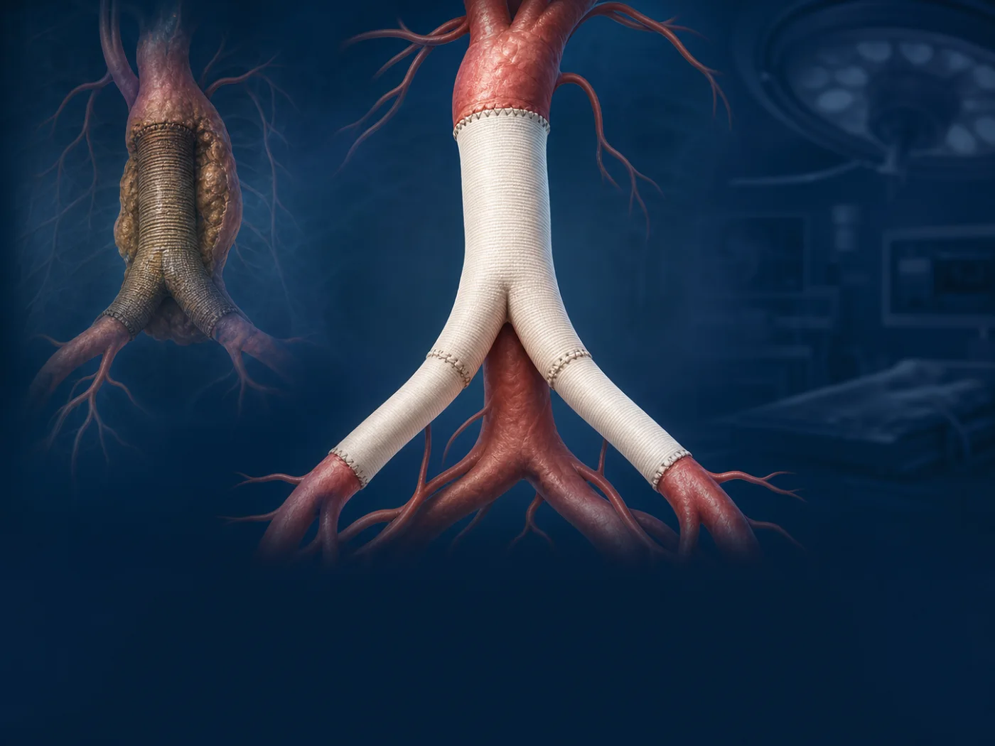 Replacement of an infected aortic graft with a clean vascular conduit