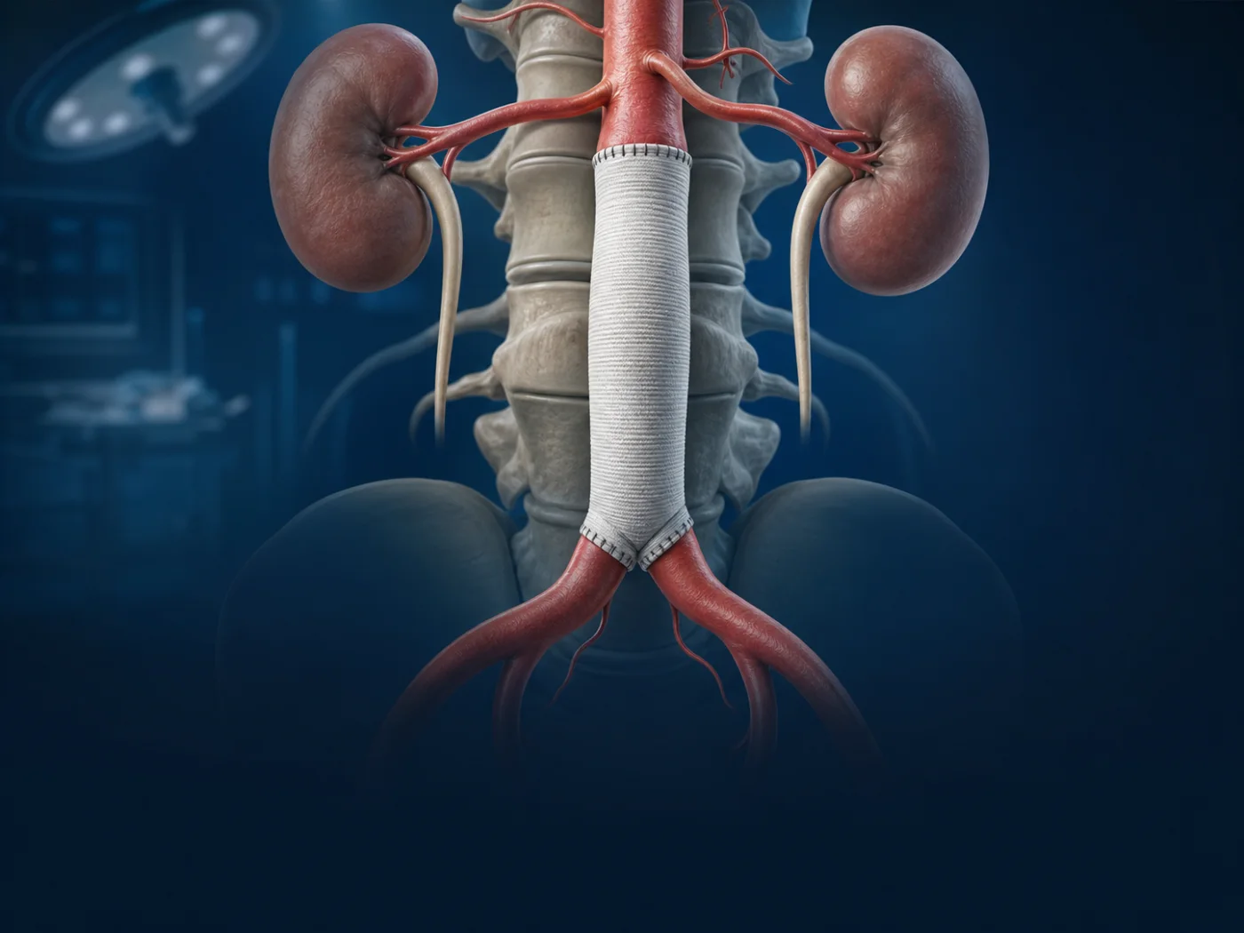 Open abdominal aortic aneurysm repair with a synthetic graft