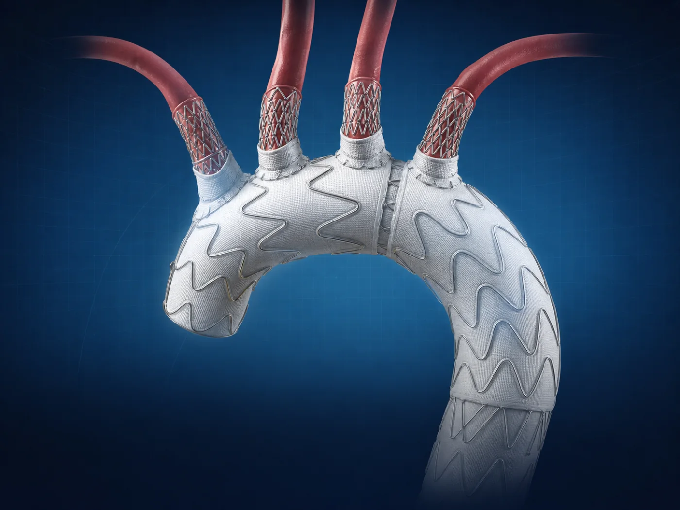 Custom physician-modified arch graft with branch-vessel connections